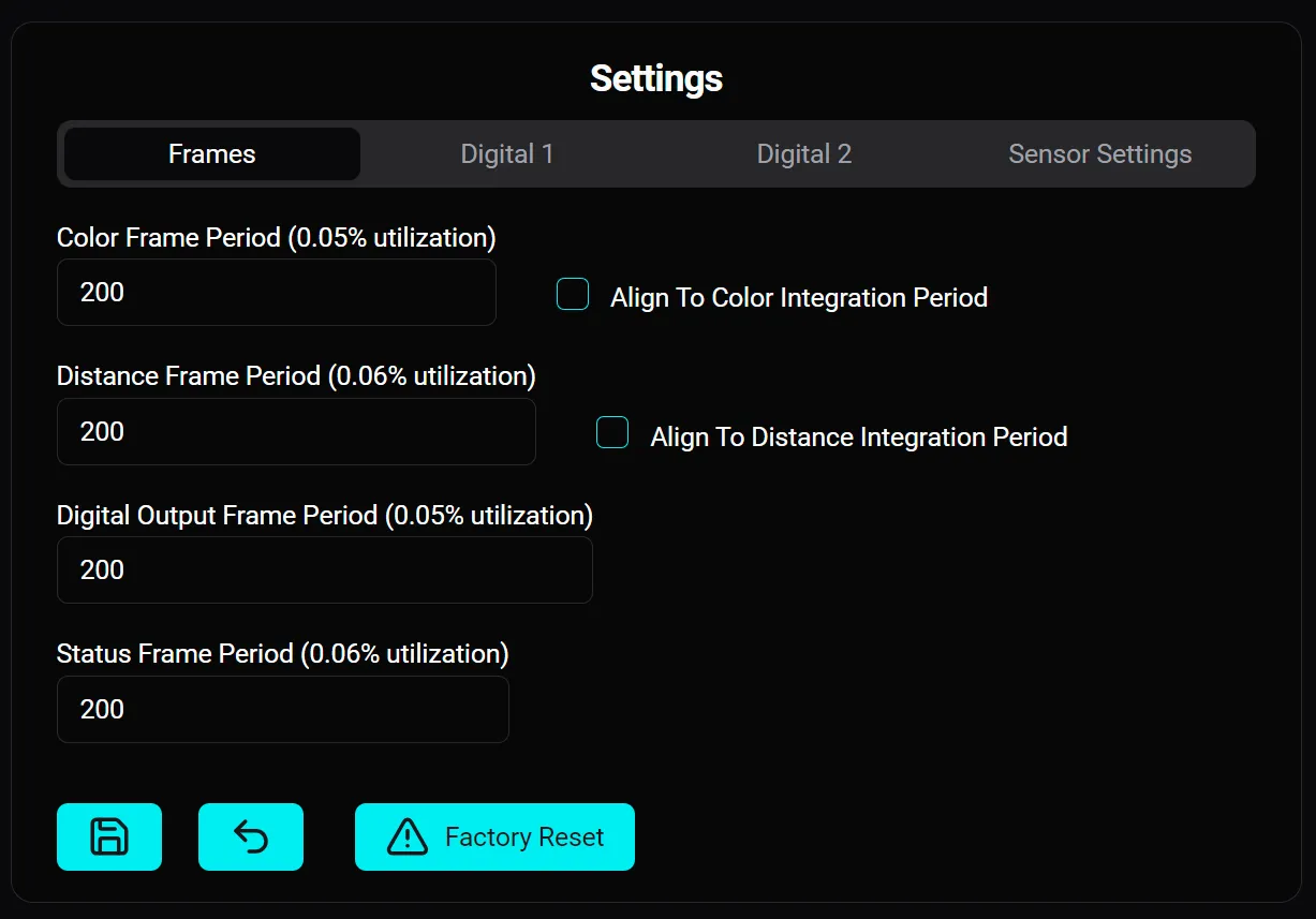 Settings Card - Frames