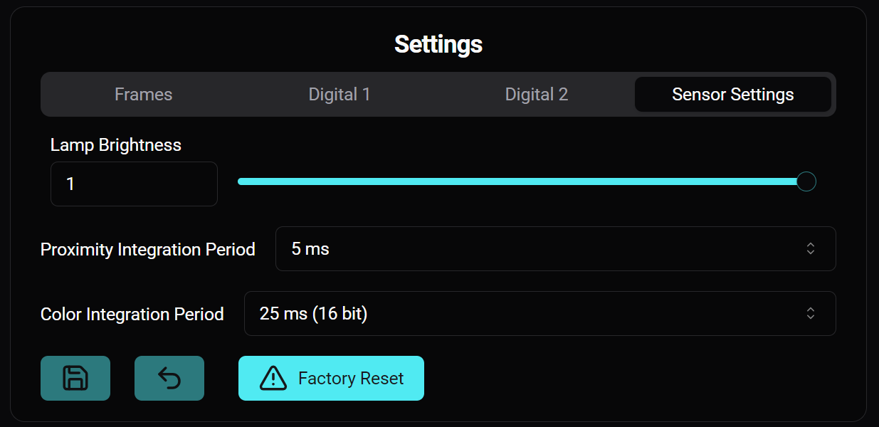 Image showing the sensor setting frames